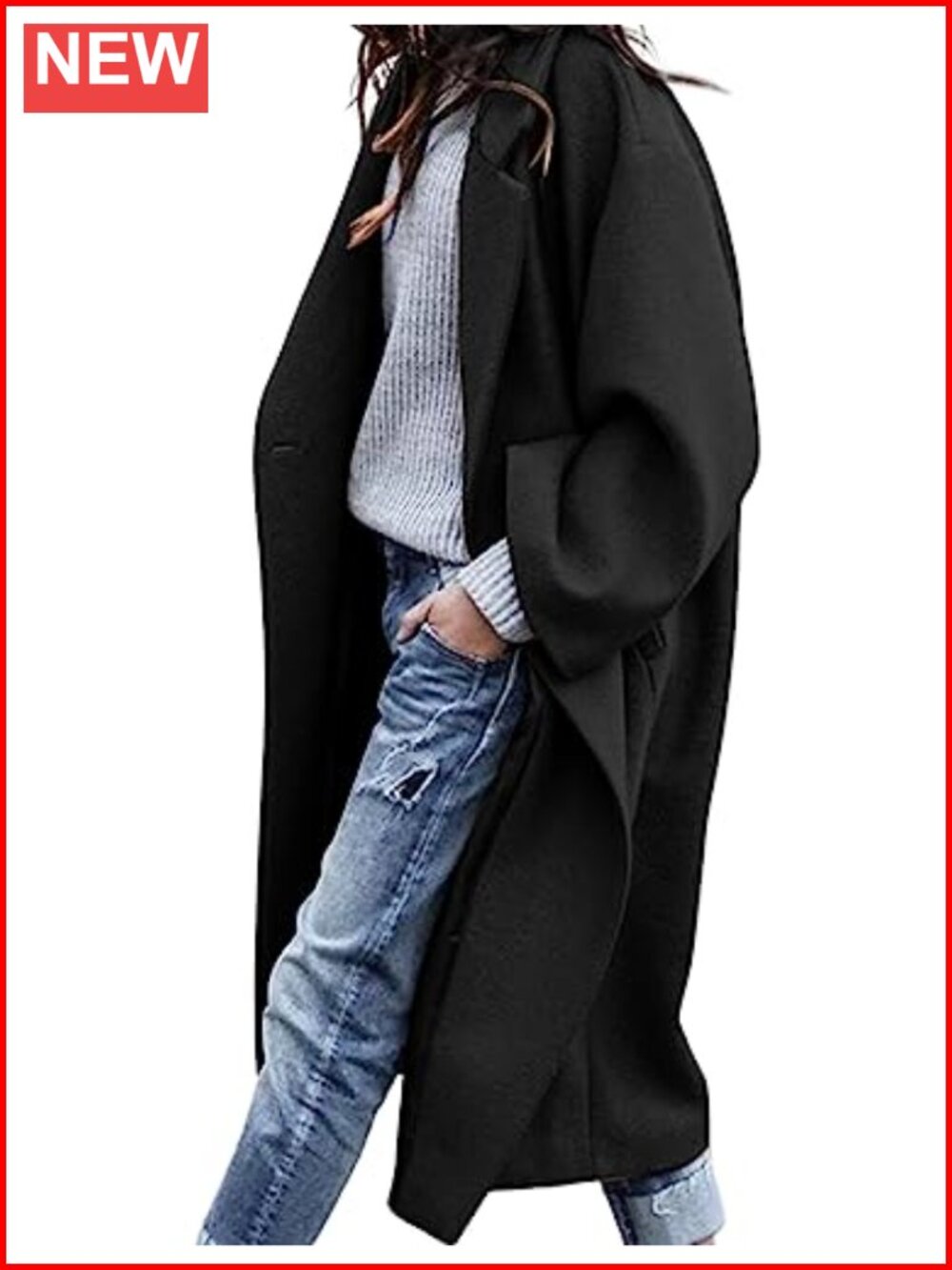 Wool Blend Oversized Pea Coat Double Breasted Long Winter Coat